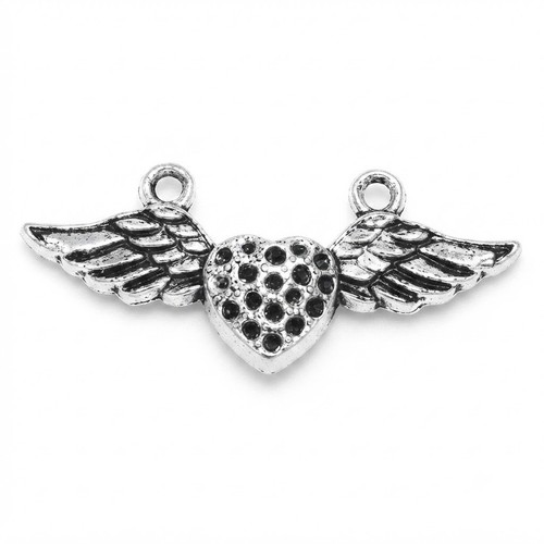 Flügel herz anhänger 34mm - flügel,