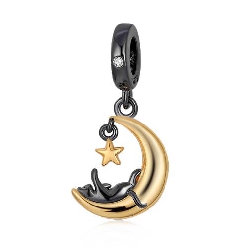 Katze auf mond charms - katze,