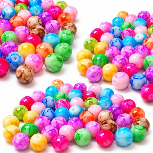Glasperlen rund bunt - rund,